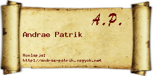Andrae Patrik névjegykártya